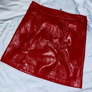 Mini Red Pleather Skirt